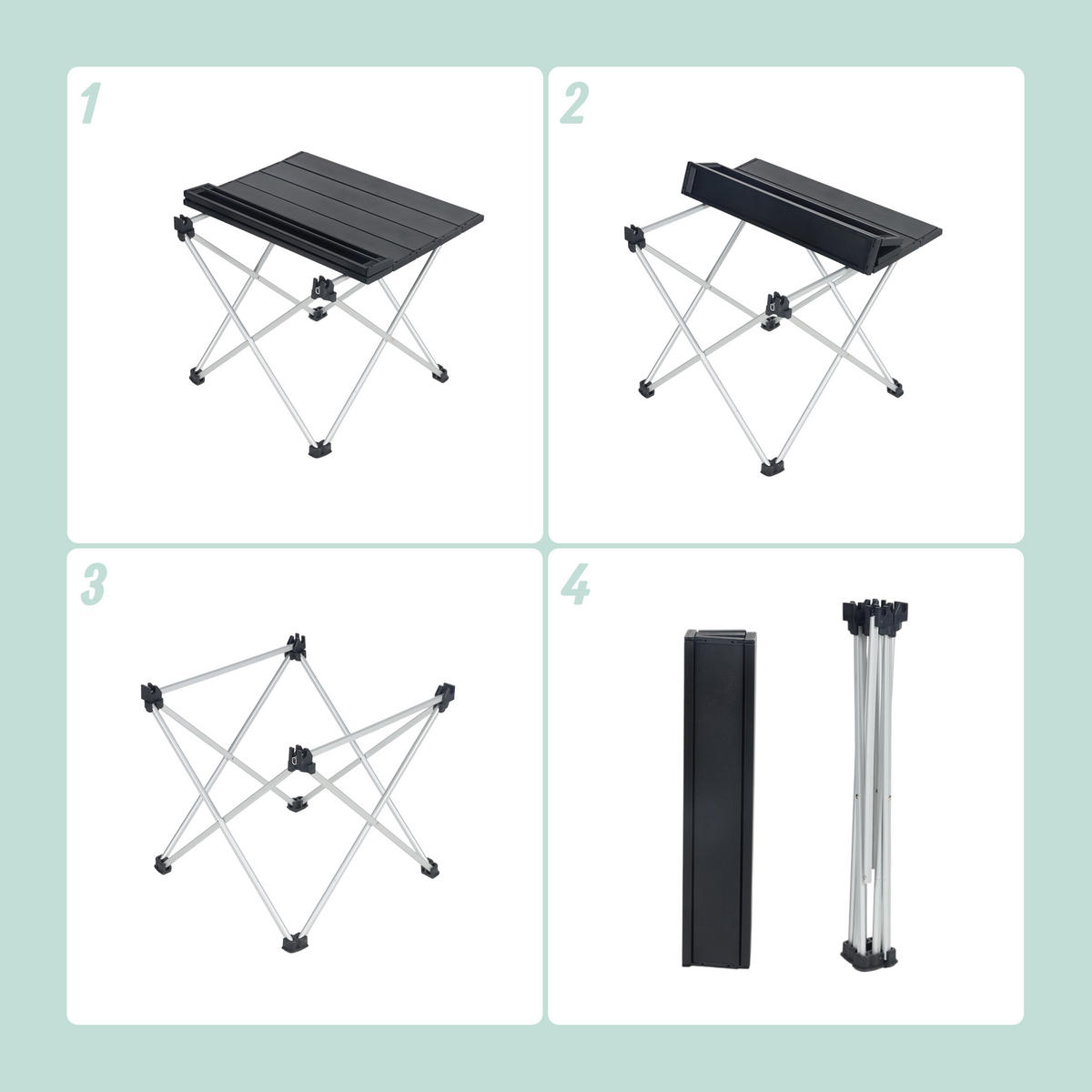 CAMPINGTISCH - Schwarz, Metall (34/39/32cm) - Relaxdays
