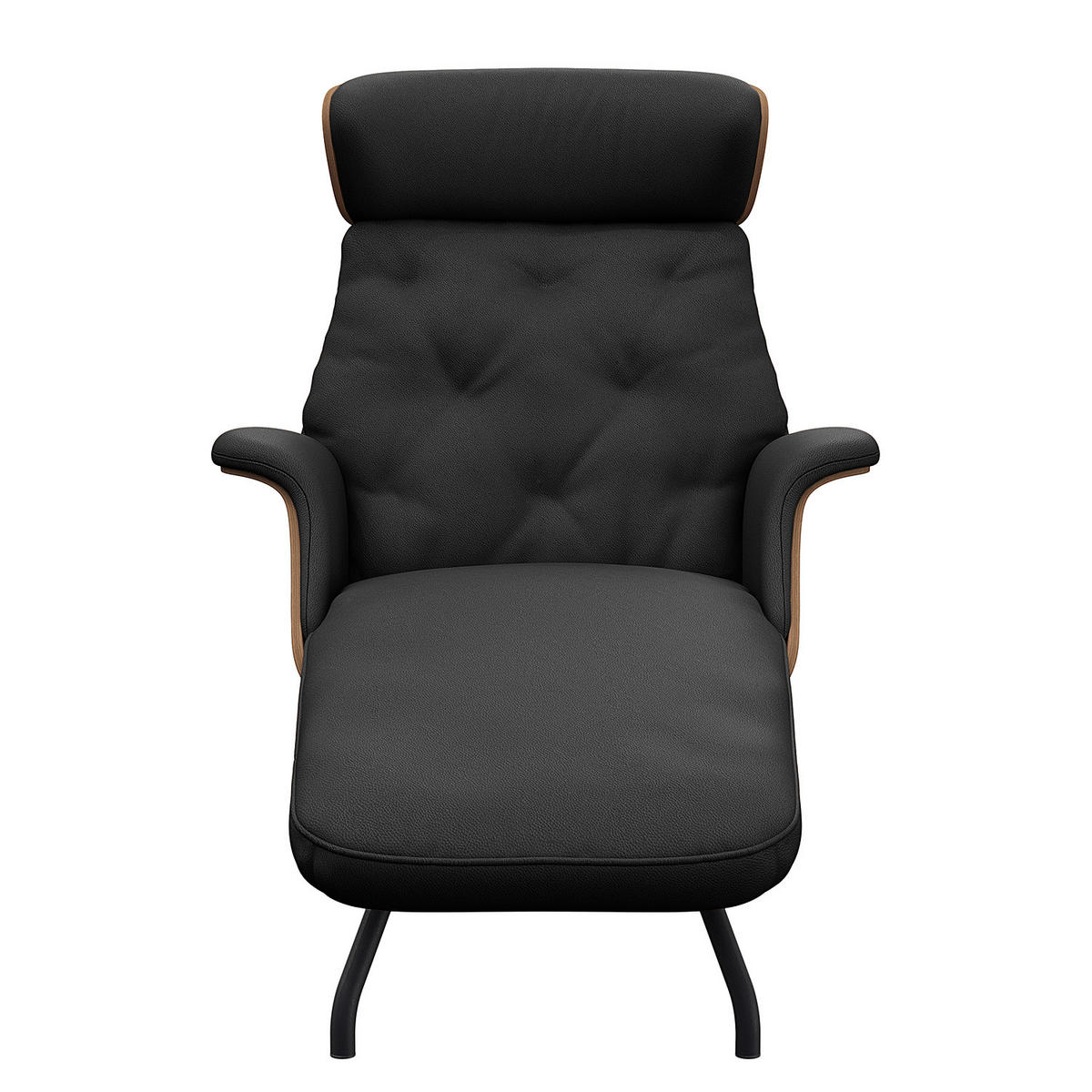 RELAXLIEGE - Echtleder - Schwarz, Leder/Metall (83/103/147cm) - home24