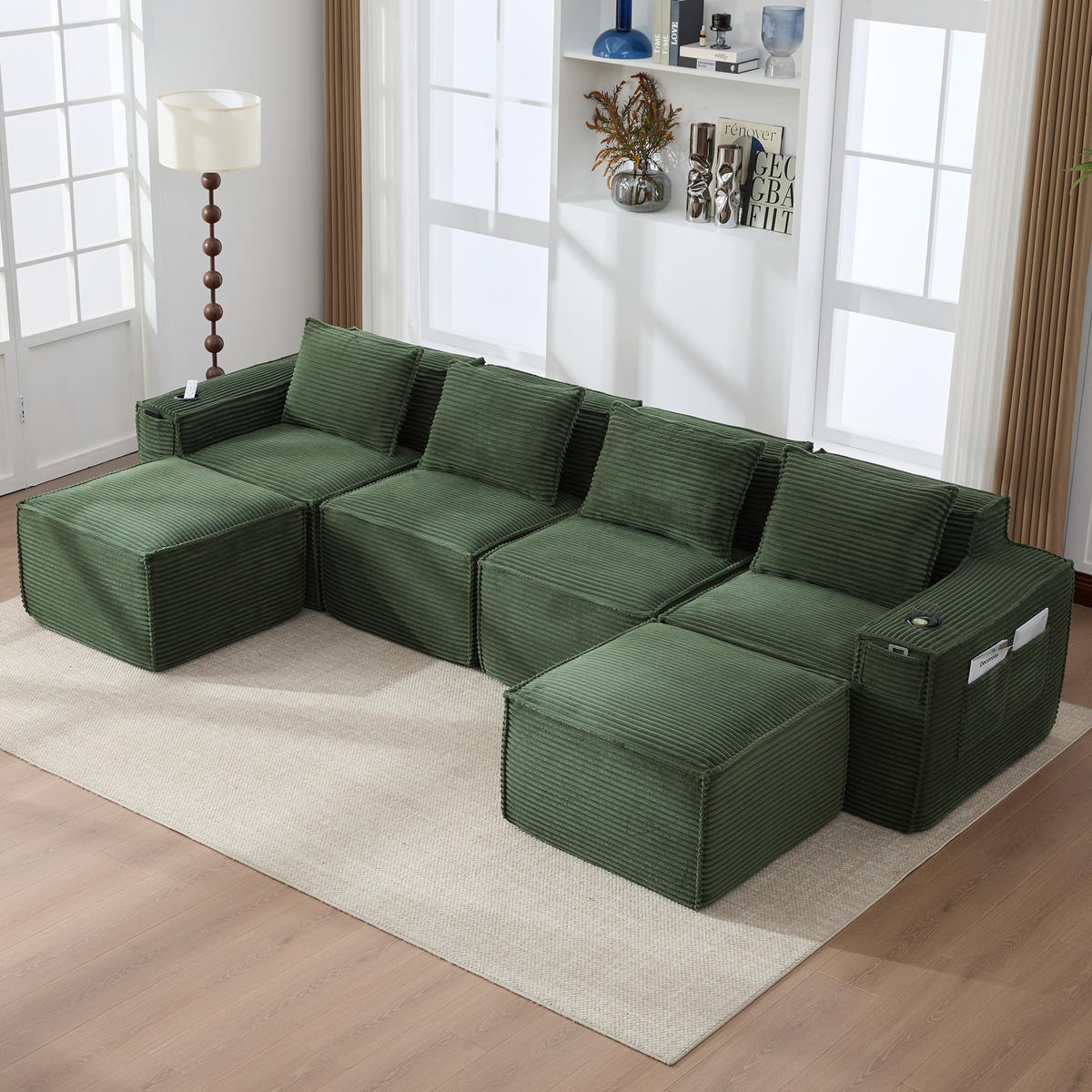WOHNLANDSCHAFT DE-33834 modular 4-Sitzer Grün - Grün, Textil (330/75/162cm) - ComfortXL