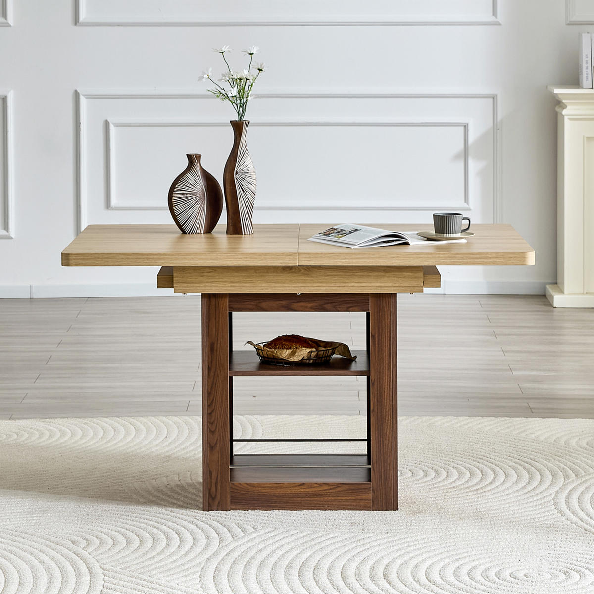 ESSTISCH ausziehbar 130-160 cm mit Stauraum DE-40075 Natur - Naturfarben, Holzwerkstoff (80/160/75.5cm) - ComfortXL