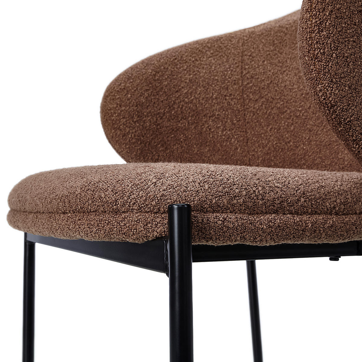 POLSTERSTUHL - Stahl / Bouclé, 2er-Set - Rostfarben/Schwarz, Textil (57/76/58cm) - home24