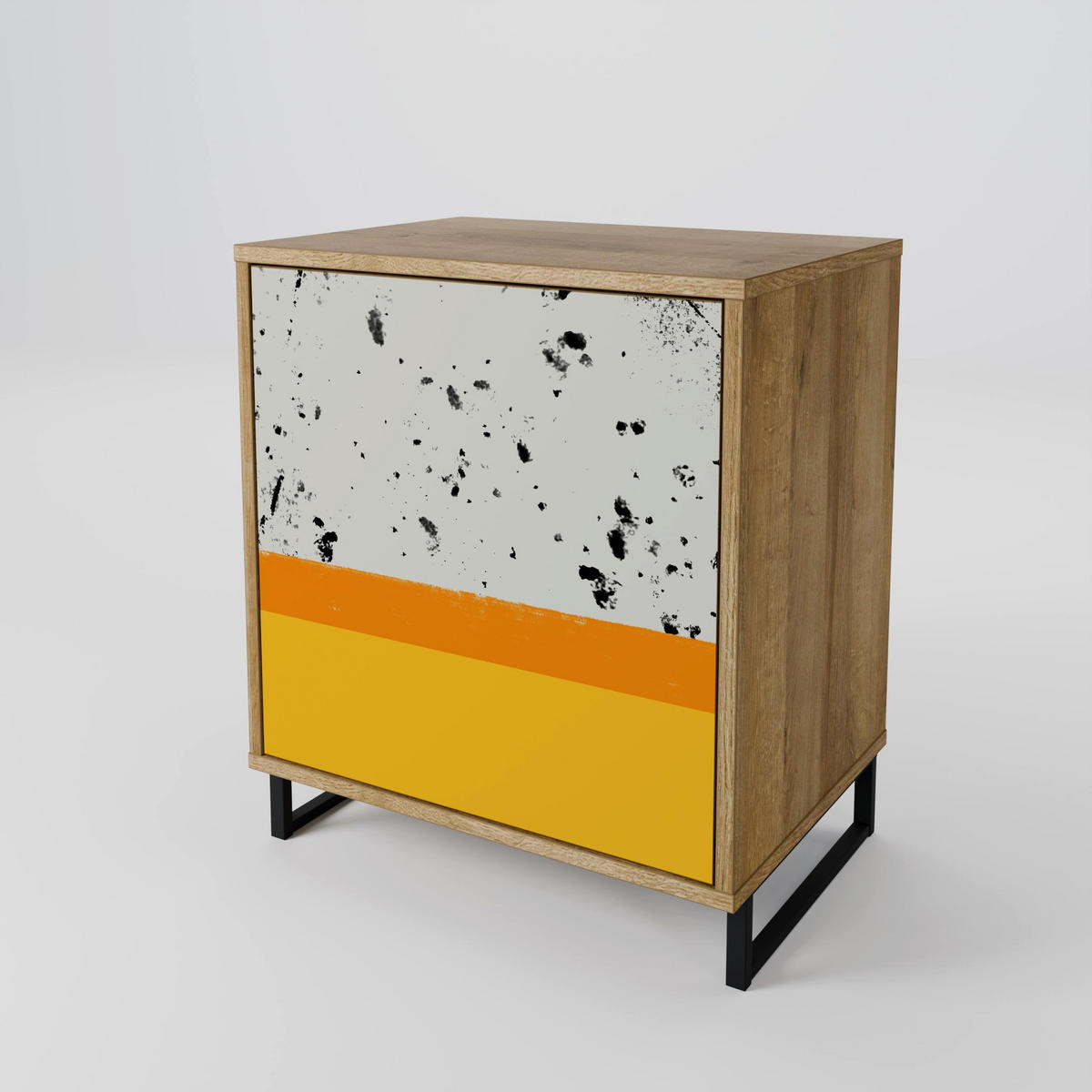 SIDEBOARD DYED BY ORANGE, Eichefarben, 57,5x42x72,5 cm, Schwarze Metallfüße - Eichefarben/Multicolor, Holzwerkstoff/Metall (57.5/72.5/42cm) - SpaceRebels