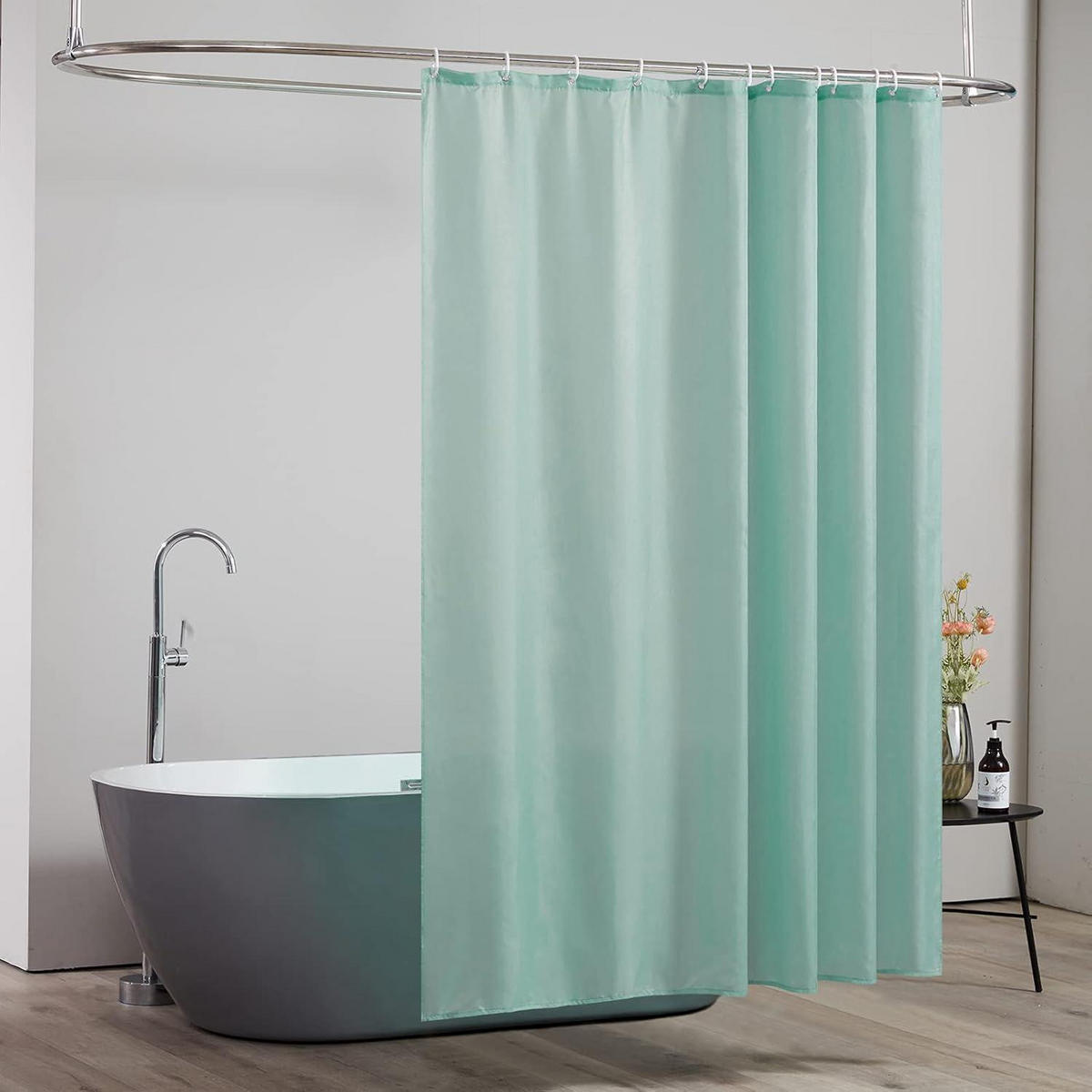 DUSCHVORHANG 180 x 180 cm Minzgrün Polyester wasserabweisend schimmelresistent - Hellgrün, Textil (180/180cm)