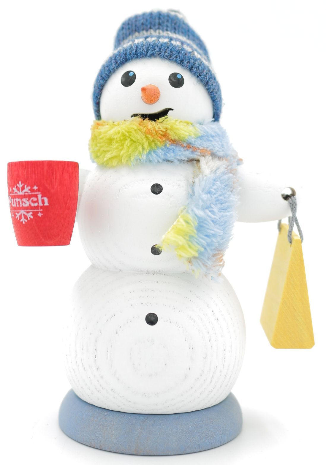 RAUCHFIGUR Schneemann mit Glühweintasse 13 cm - Multicolor, Holz (6/13/10cm)