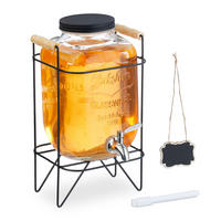 GETRÄNKESPENDER - Transparent, Glas/Metall (5L) - Relaxdays