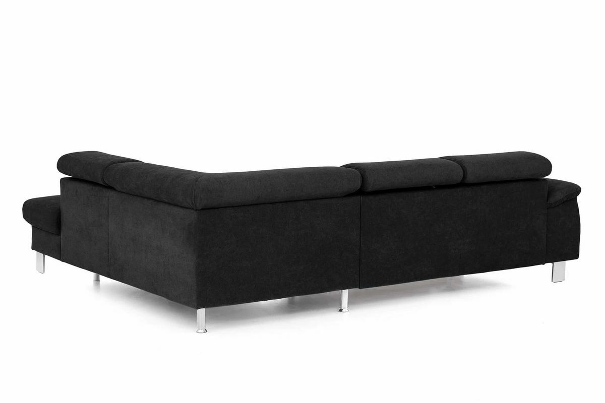 ECKSOFA mit Schlaffunktion und Bettkasten - Chromfarben/Schwarz, Holz/Textil (207/249cm) - Cotta