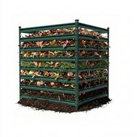 COMPOSTOR Verde oțel galvanizat 90 cm - verde, material plastic/metal (90/90/90cm) - Relaxdays