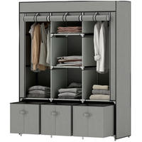 KLEIDERSCHRANK 125/43/162,5 cm hellgrau aus Stahl mit 3 Schubladen - Hellgrau, Metall (43/162.5/125cm) - OKWISH