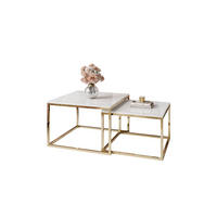 COUCHTISCH YOSHI 2in1 70/70/42 cm Gold Chrom / Weiß Hochglanz - Weiß, Holzwerkstoff/Metall (70/70/42cm) - Lookway