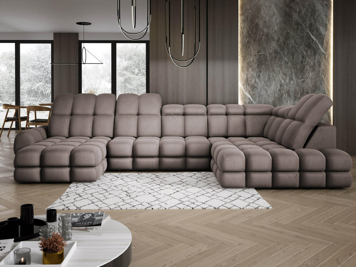 ECKSOFA TOLLO Solar-stoff U-form 400x217x105 cm schokolade - Bronzefarben, Holz/Textil (217/400cm) - DomoHome