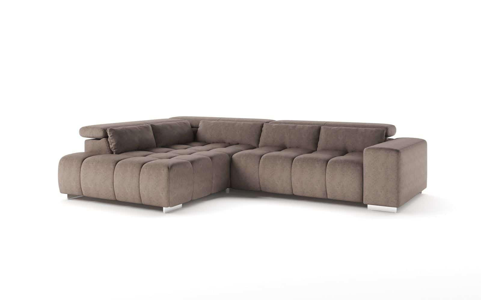 ECKSOFA mit verstellbaren Kopflehnen - Sandfarben/Chromfarben, Textil/Metall (310/225cm) - Cotta