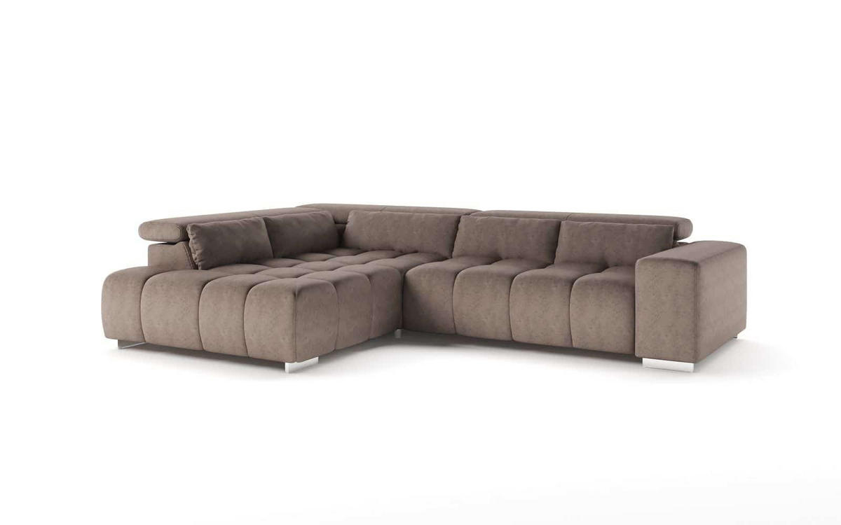 ECKSOFA mit verstellbaren Kopflehnen - Sandfarben/Chromfarben, Textil/Metall (310/225cm) - Cotta