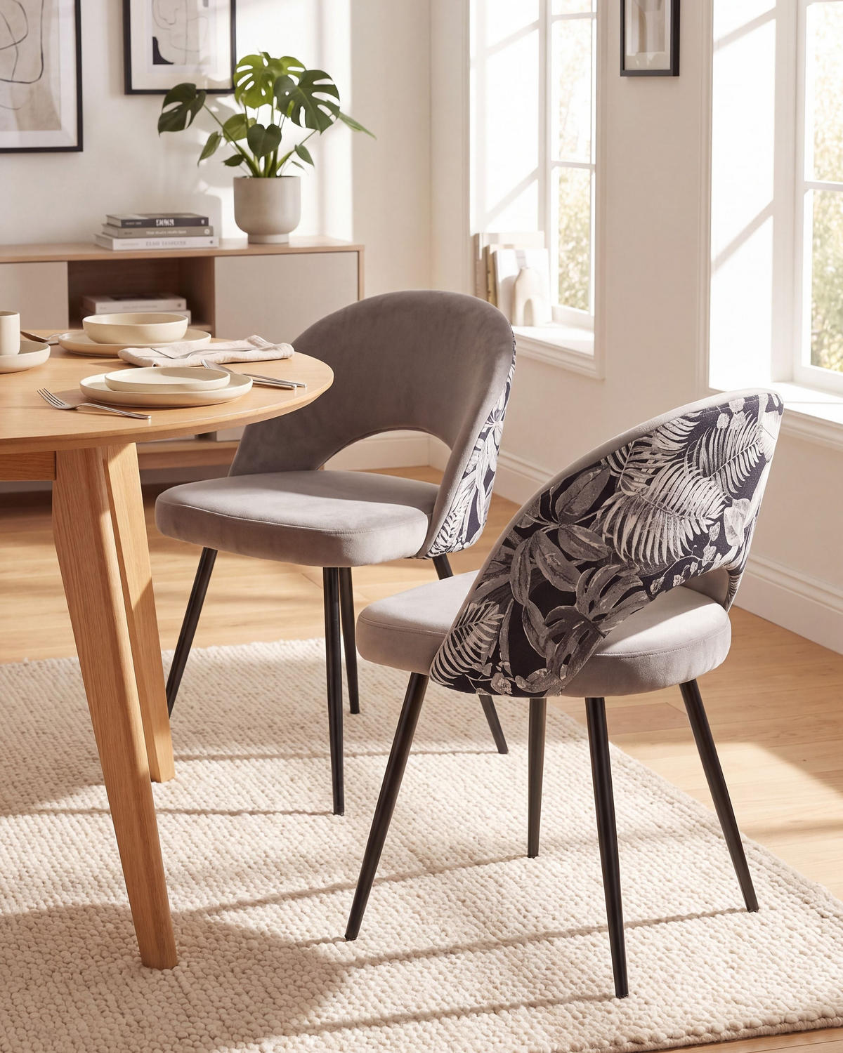 JÍDELNÍ ŽIDLE sada 2 ks Sametová látka Šedá Vivian - šedá, kov/textil (52/77/56cm) - Beliani