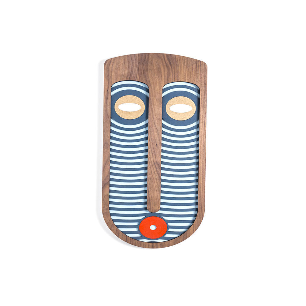 WANDDEKO MASKE Blau Weiß 26x40cm - Blau/Weiß, Holzwerkstoff/Kunststoff (26/40/1cm) - KUNSTLOFT