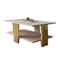 COUCHTISCH SAPHIRA GOLD mit Ablageboden, Kaschmir Matt - Kaschmir, Holzwerkstoff (60/100/40cm) - Lookway