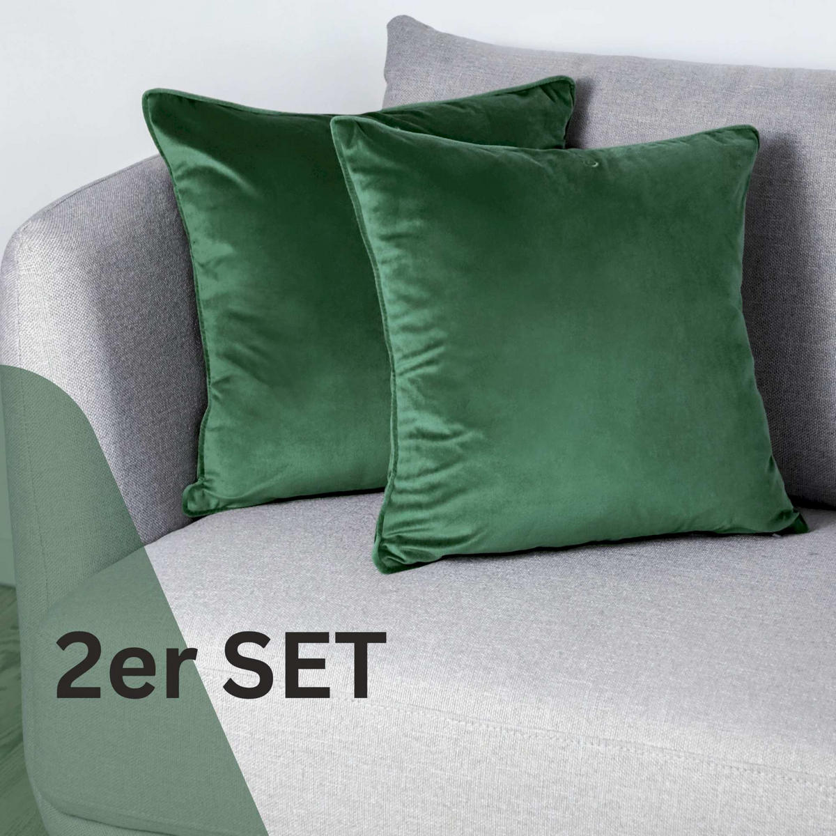 ZIERKISSENHÜLLE VELVET SIGNATURE - Grün, Textil (45/45cm) - Tom Tailor