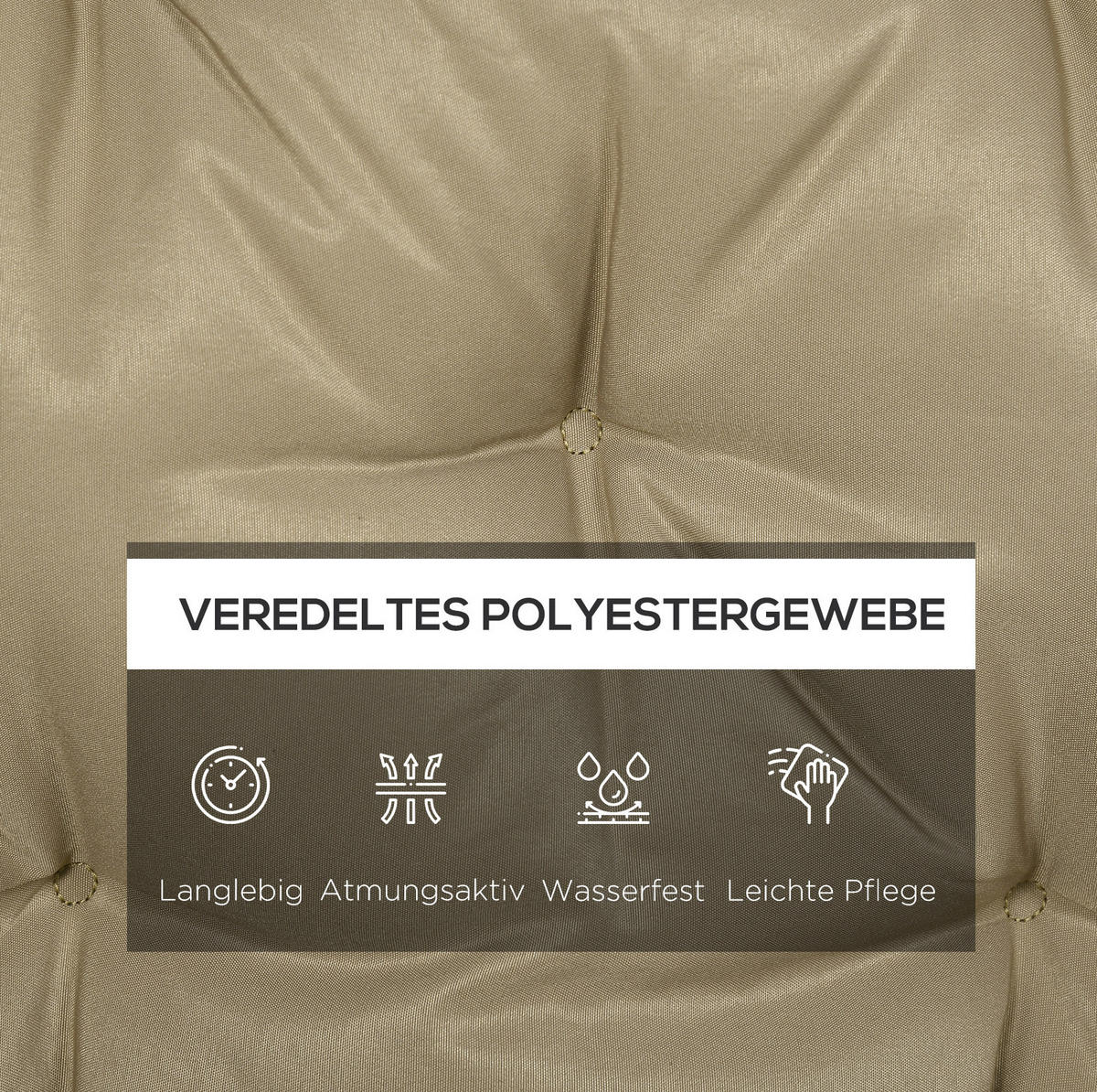 BANKAUFLAGE aus Polyester 150x98x8 cm in Beige mit 6 Bändern - Beige, Textil (98/8/150cm) - Modfu
