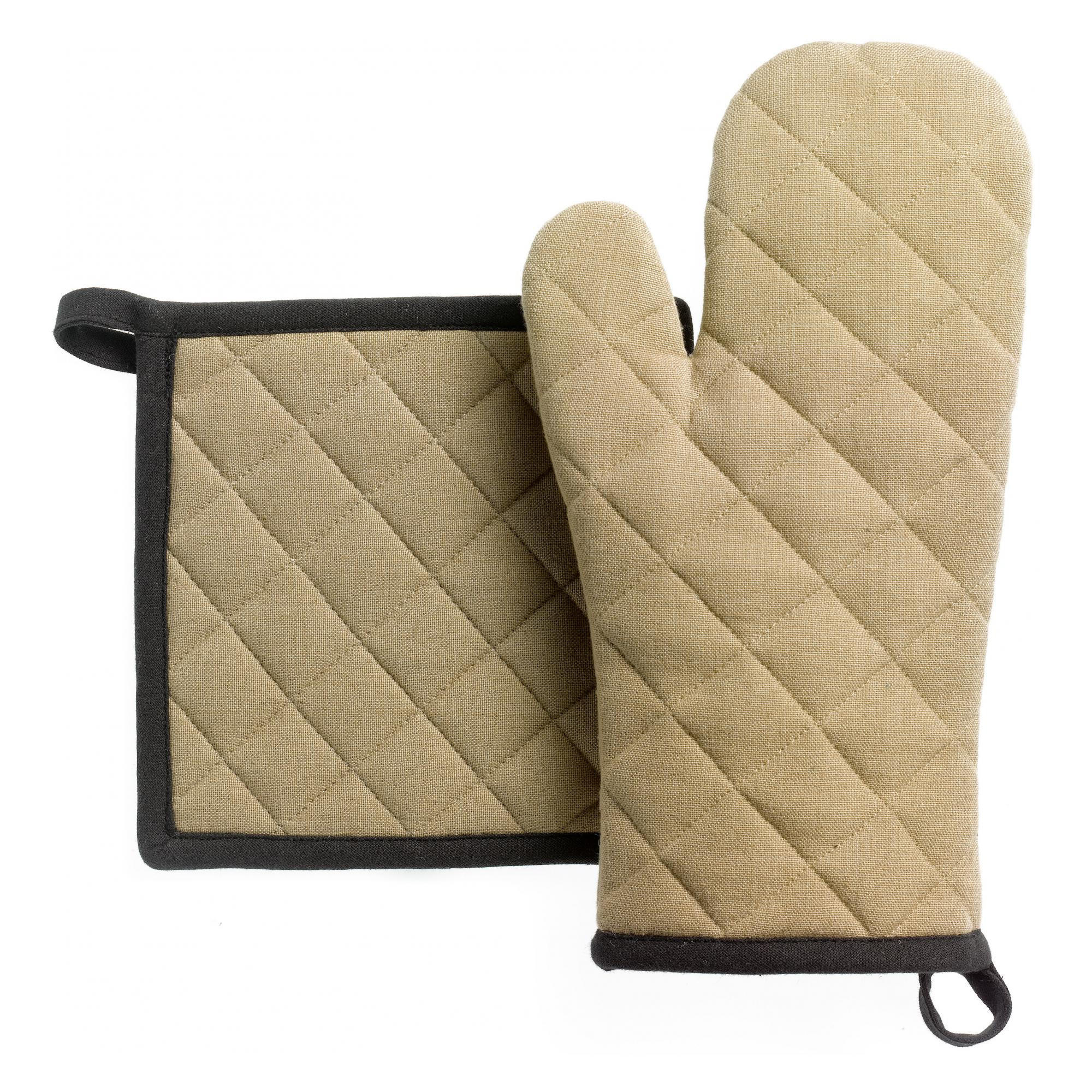 SET AUS TOPFLAPPEN/TOPFHANDSCHUH AUS RECYCELTEM MATERIAL Grace camelfarben 15 x 32 cm - Hellbraun, Textil (15/32cm) - Winkler