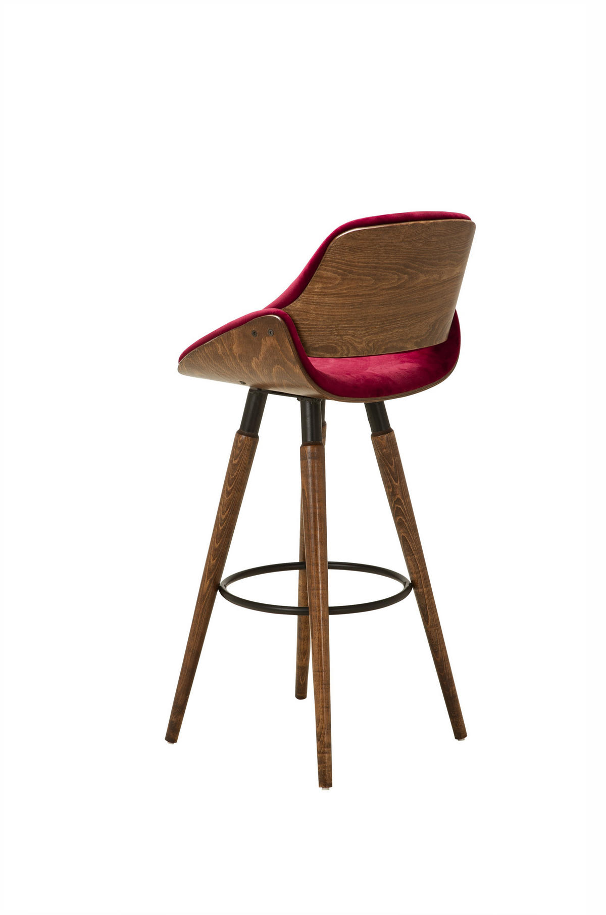 BARHOCKER CARDIFF mit Samtbezug und Holzbeinen - Blau/Rot, Holz/Textil (41.5/100/41.5cm) - Stuhlmann