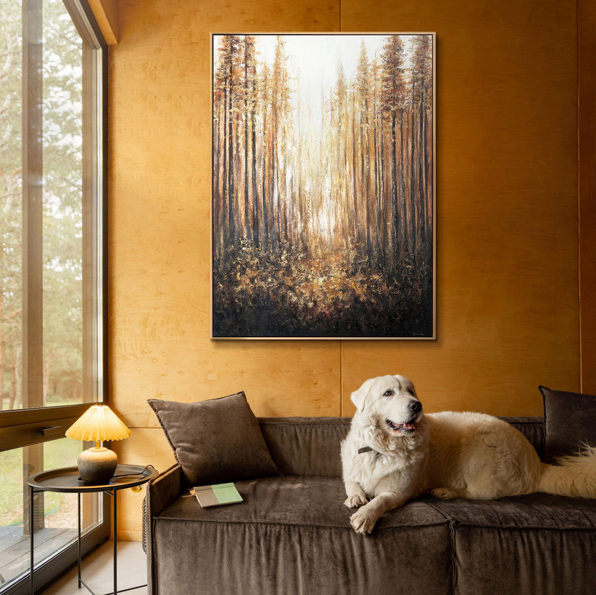 GEMÄLDE Waldglanz Schattenfugenrahmen Grau 120x80 cm - Grau, Holz (120/80cm) - YS-art gallery