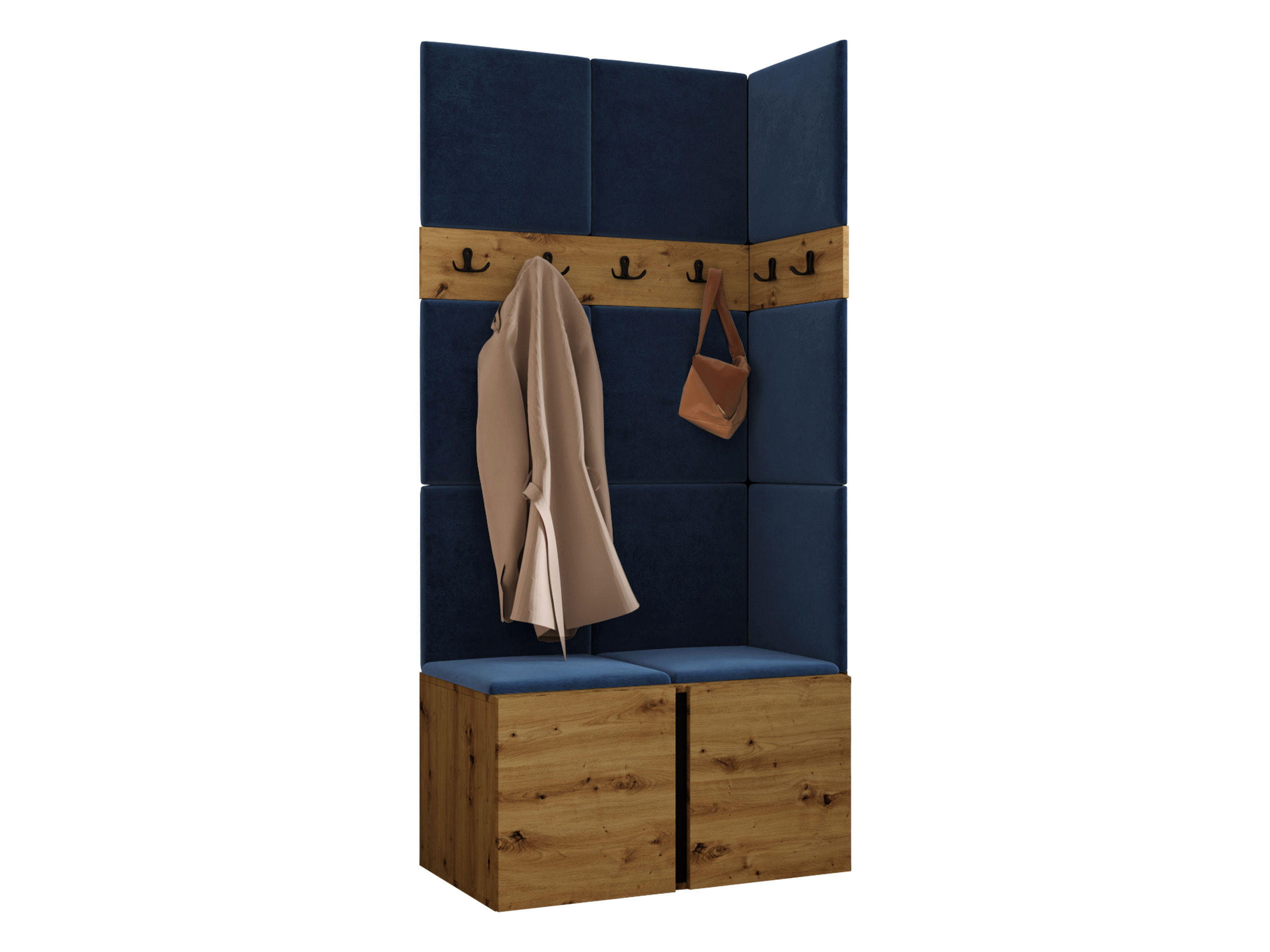 Mirjan24 Garderoben-Set Eiche Artisan, Blau 84x186x46 cm
