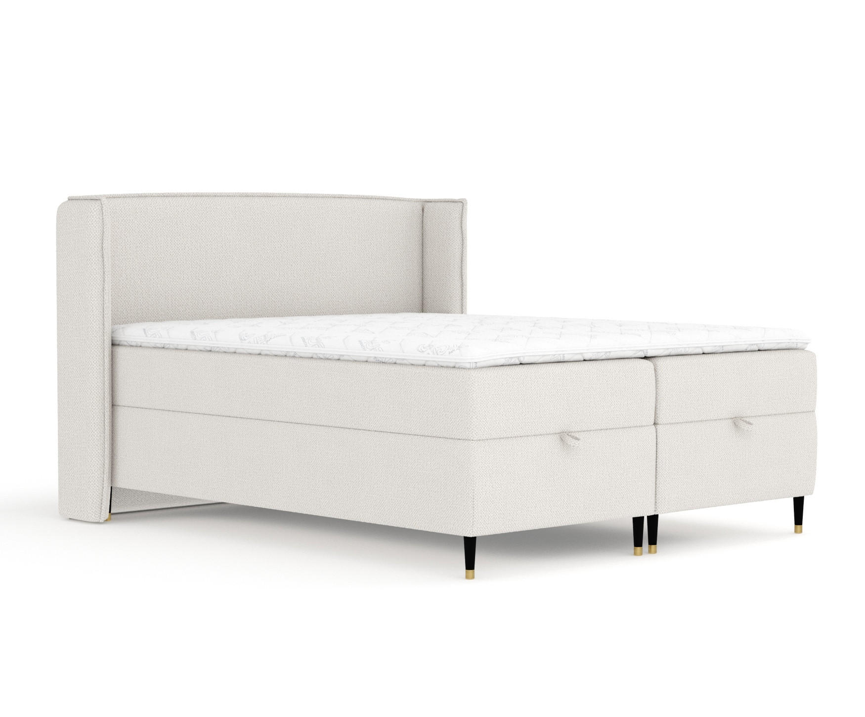 BOXBETT Monpelli Beige 140/200 cm mit Matratze und Topper - Beige/Schwarz, Holz/Holzwerkstoff (140/200cm) - Maison de Reve