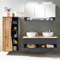 BADMÖBEL-SET 3-TLG. Kahla-03 - Anthrazit/Braun, Holzwerkstoff (201/200/52cm) - Lomado