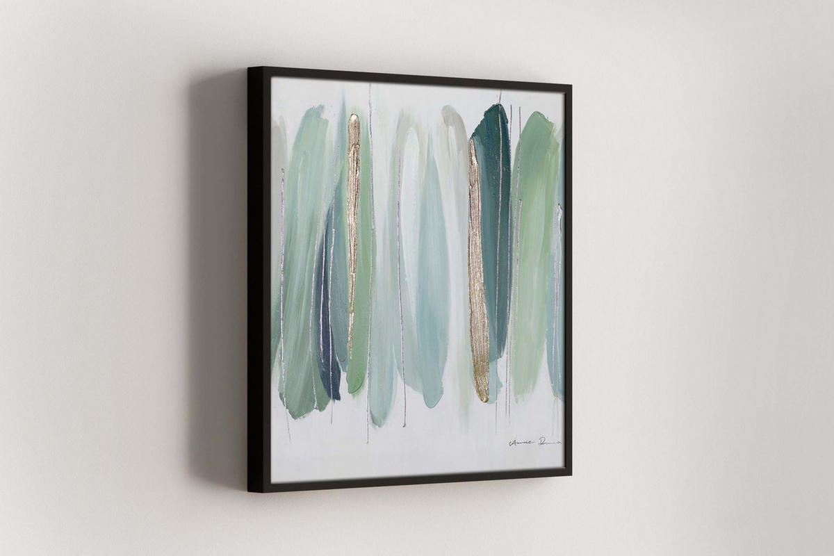 OLEJOMALBA 60/60 cm, Moře a pláž - zelená barva, dřevo/textil (60/60cm) - KUNSTLOFT