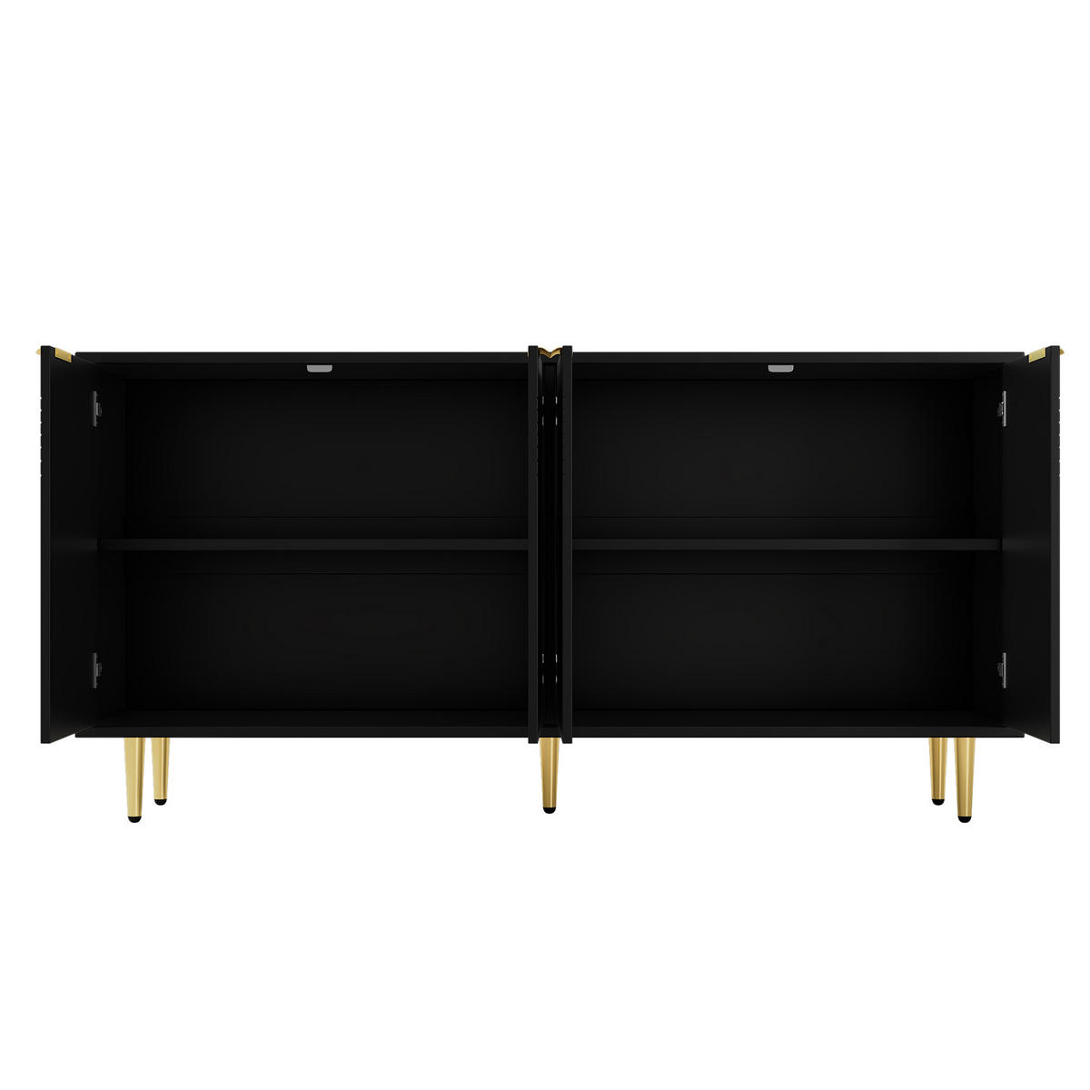 SIDEBOARD 160/40/80 cm mit 4 Türen, Soft-Close und viel Stauraum in Schwarz - Schwarz, Holzwerkstoff (160/80/40cm) - BEAOK