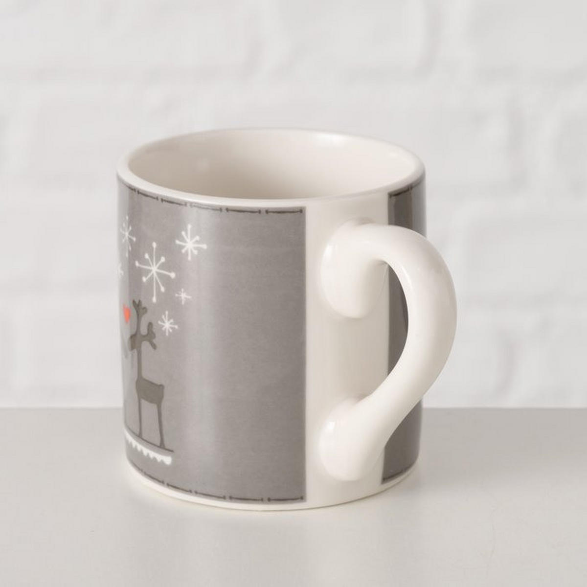ESPRESSOTASSE mit Rentier Lovelies 8,5/5,8/6,1 cm - Grau, Keramik (5.8/6.1/8.5cm) - Boltze Home