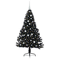 WEIHNACHTSBAUM Künstlicher Vorbeleuchteter Haltbar 95/95/150 cm Schwarz PVC - Schwarz, Kunststoff (150cm) - vidaXL