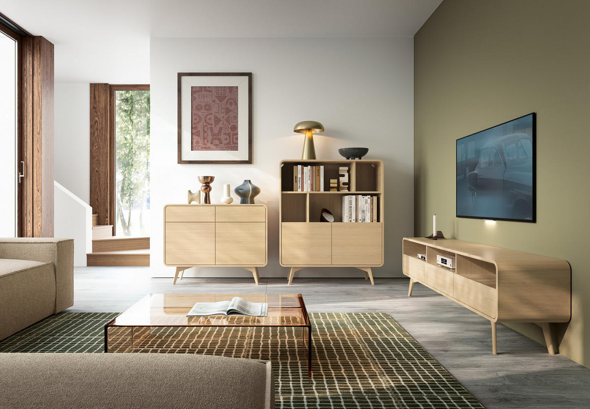 SIDEBOARD CORNWALL KOM1 Abgerundeter Korpus Eiche Eiche - Eichefarben/Braun, Holz/Holzwerkstoff (108/84/39cm) - Komodee