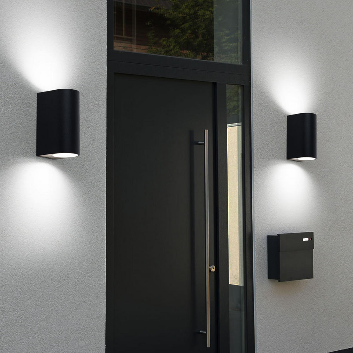 LED AUSSEN-WANDLEUCHTE Aluminium Schwarz - Schwarz, Metall (9.2/15/9.2cm)