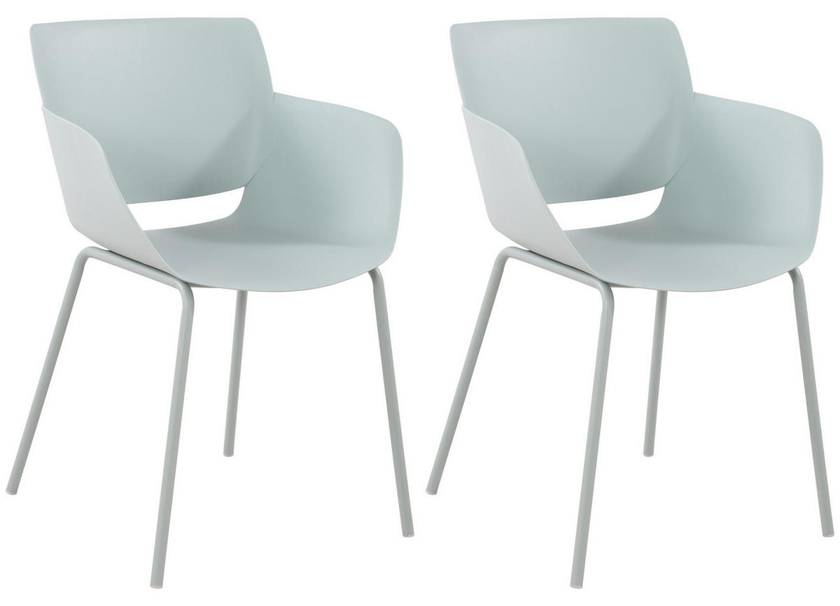 STUHL 2er Set Kunststoff Türkis - Türkis, Kunststoff/Metall (58/80/54cm) - CLP