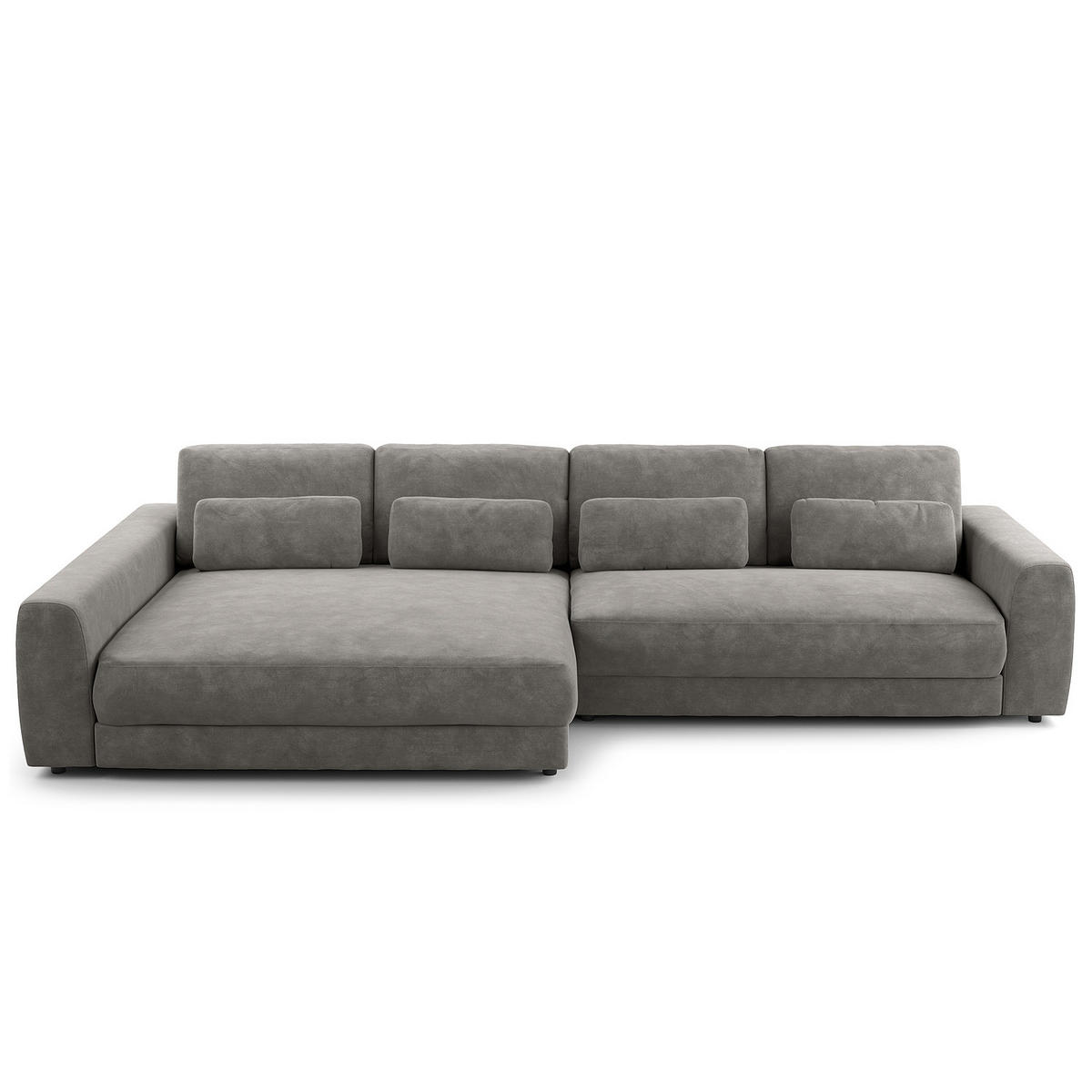 ECKSOFA mit XXL-Longchair - Schwarz/Grau, Kunststoff/Textil (323/182cm) - home24