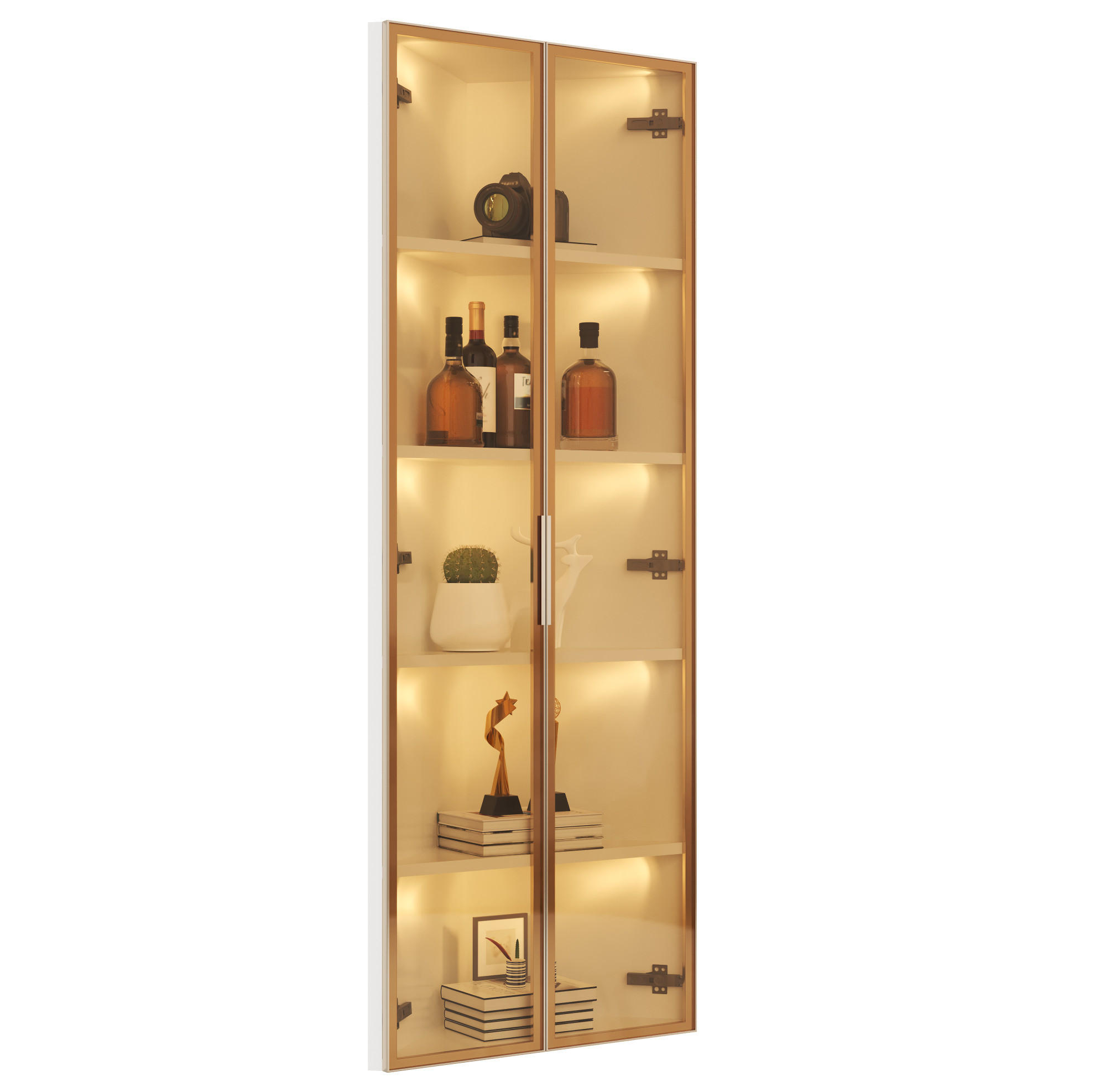 VITRINE 62/35/160 cm aus MDF und Sicherheitsglas mit LED-Beleuchtung Weiß - Weiß, Holzwerkstoff (62/160/35cm) - Modenvie