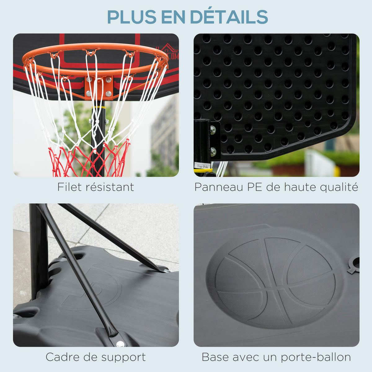 BASKETBALLKORB DE-18518 höhenverstellbar 2,1-2,6 m - Schwarz, Metall (76/70cm) - ComfortXL