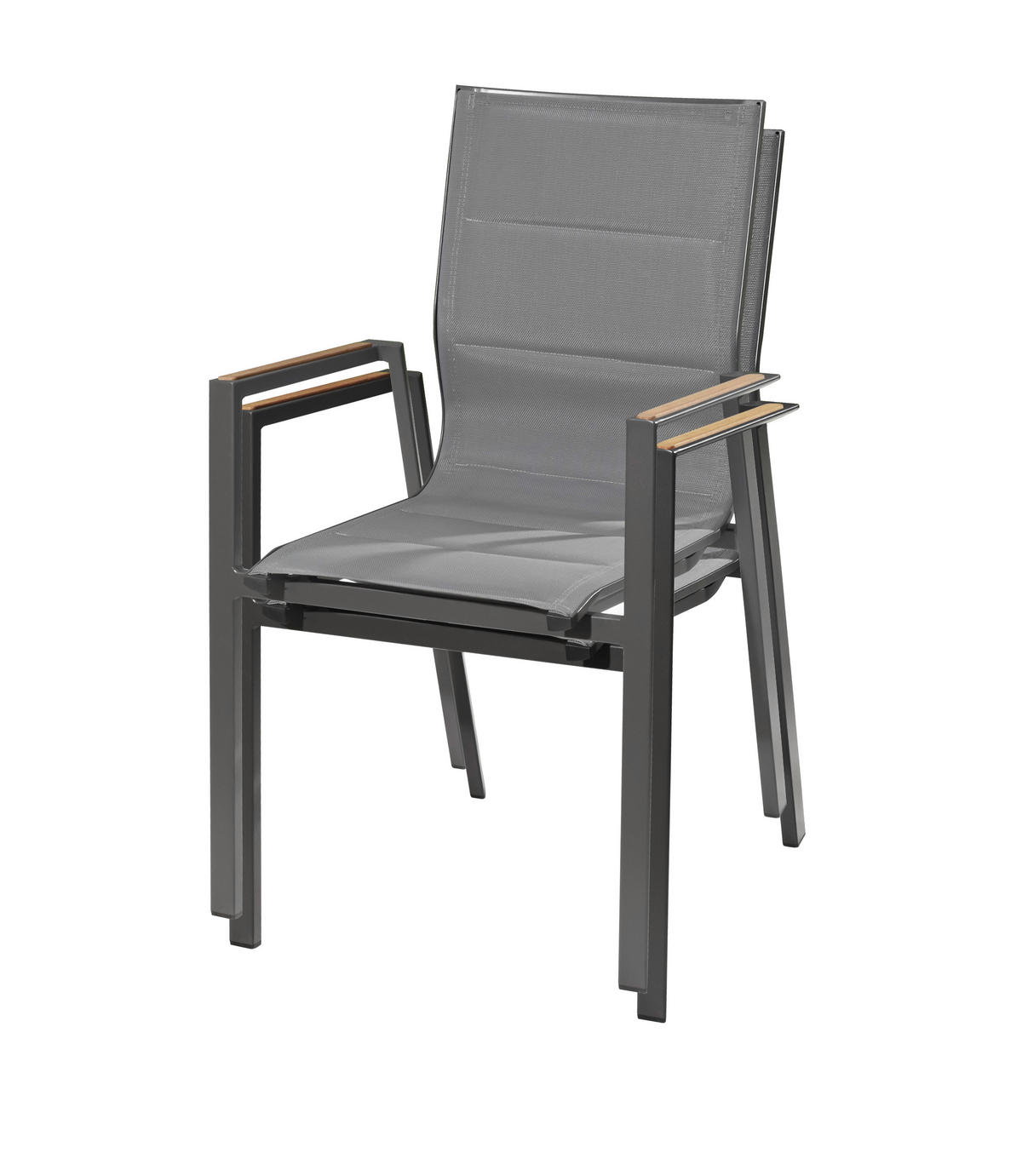 GARTENSTUHL Melbourne 2er-Set Anthrazit Aluminium stapelbar feste Rückenlehne - Grau, Kunststoff (80/175/120cm) - Green Spirit