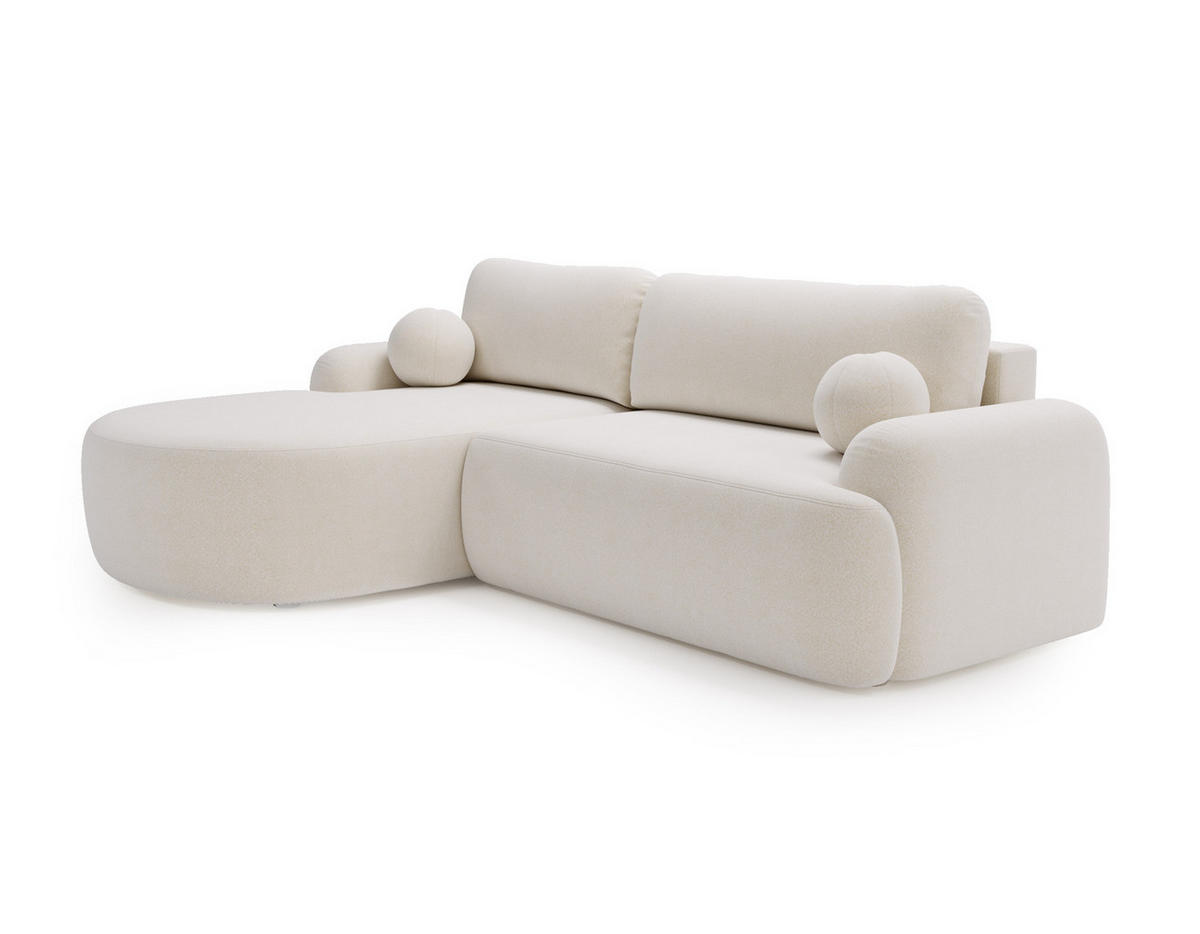 ECKSOFA DION ECRU L - Links - Ecru, Textil (261/177cm) - Luxkor24
