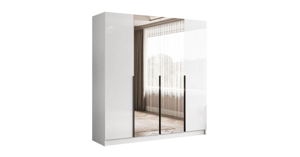 Lookway KLEIDERSCHRANK AUREL 4D in Weiß hochglanz mit