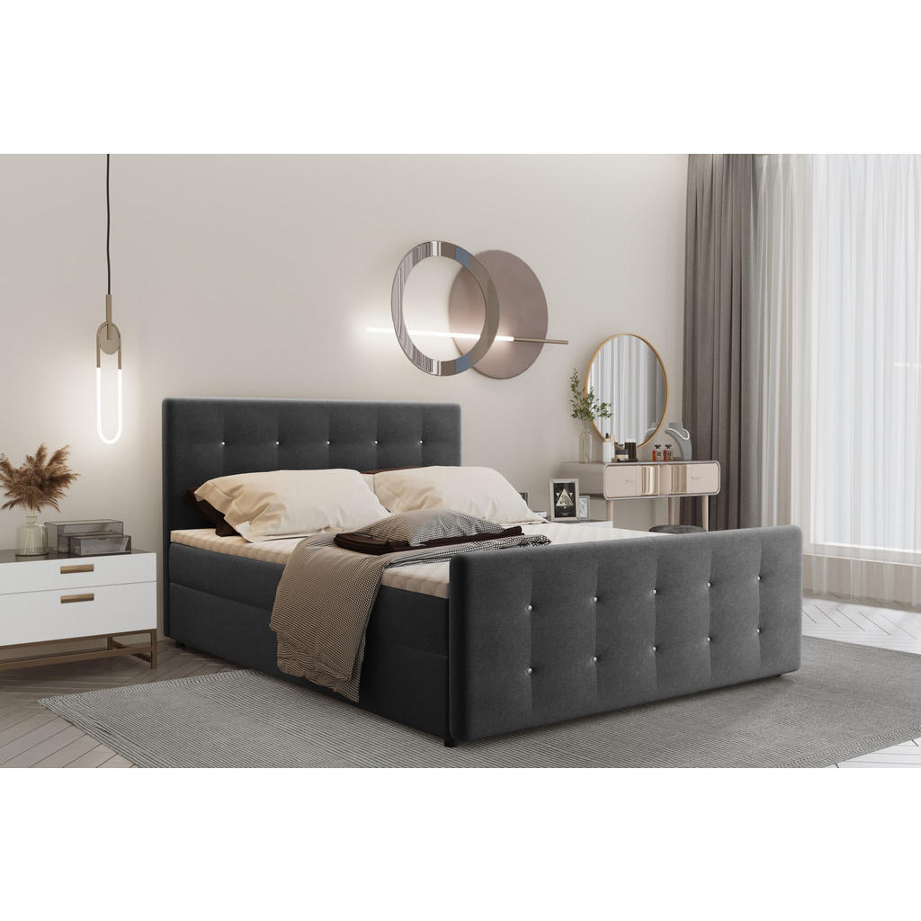 Thumbnail - Kaiser Möbel Boxbett, Graphit, Textil, 2 Schubladen, H2, 7-Zonen, Höhe ca. 20 cm, Rechteckig, 200x200 cm, Schlafzimmer, ...