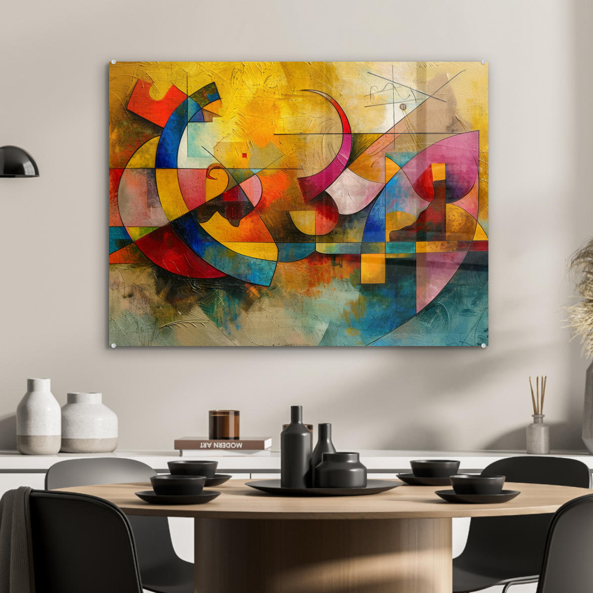 ACRYLGLASBILD Kunst - Abstrakt - Modern 80x60 cm - Gelb, Glas (80/60cm) - MuchoWow
