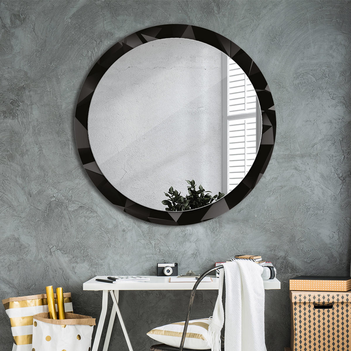 SPIEGEL Ø100 cm Rund mit Aufdruck - Schwarz, Glas (100/100/0.4cm) - TULUP