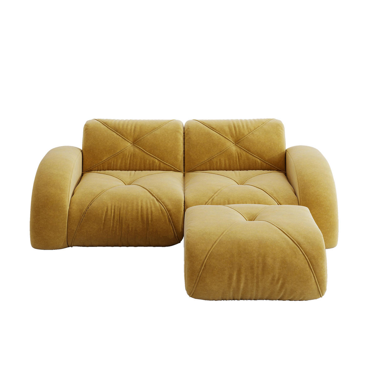 2-SITZER-SOFA DE-34276 mit Hocker Gelb - Gelb, Textil (171/76/204cm) - ComfortXL