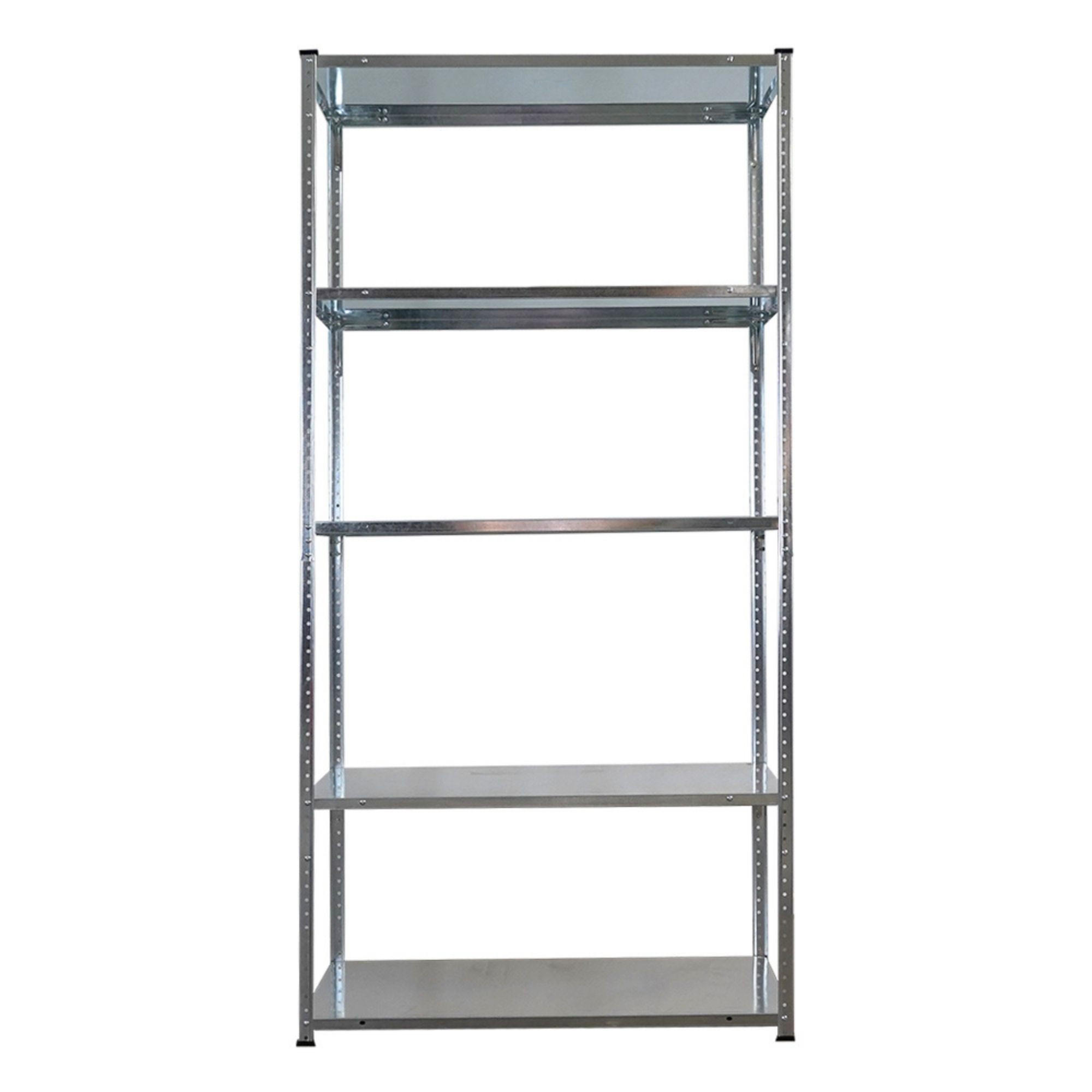 SCHRAUBREGAL Haldor 180x90x40cm 5 Stahlplatten-Ebenen Fachlast 100 kg Verzinkt - Silberfarben, Metall (90/180/40cm) - PROREGAL