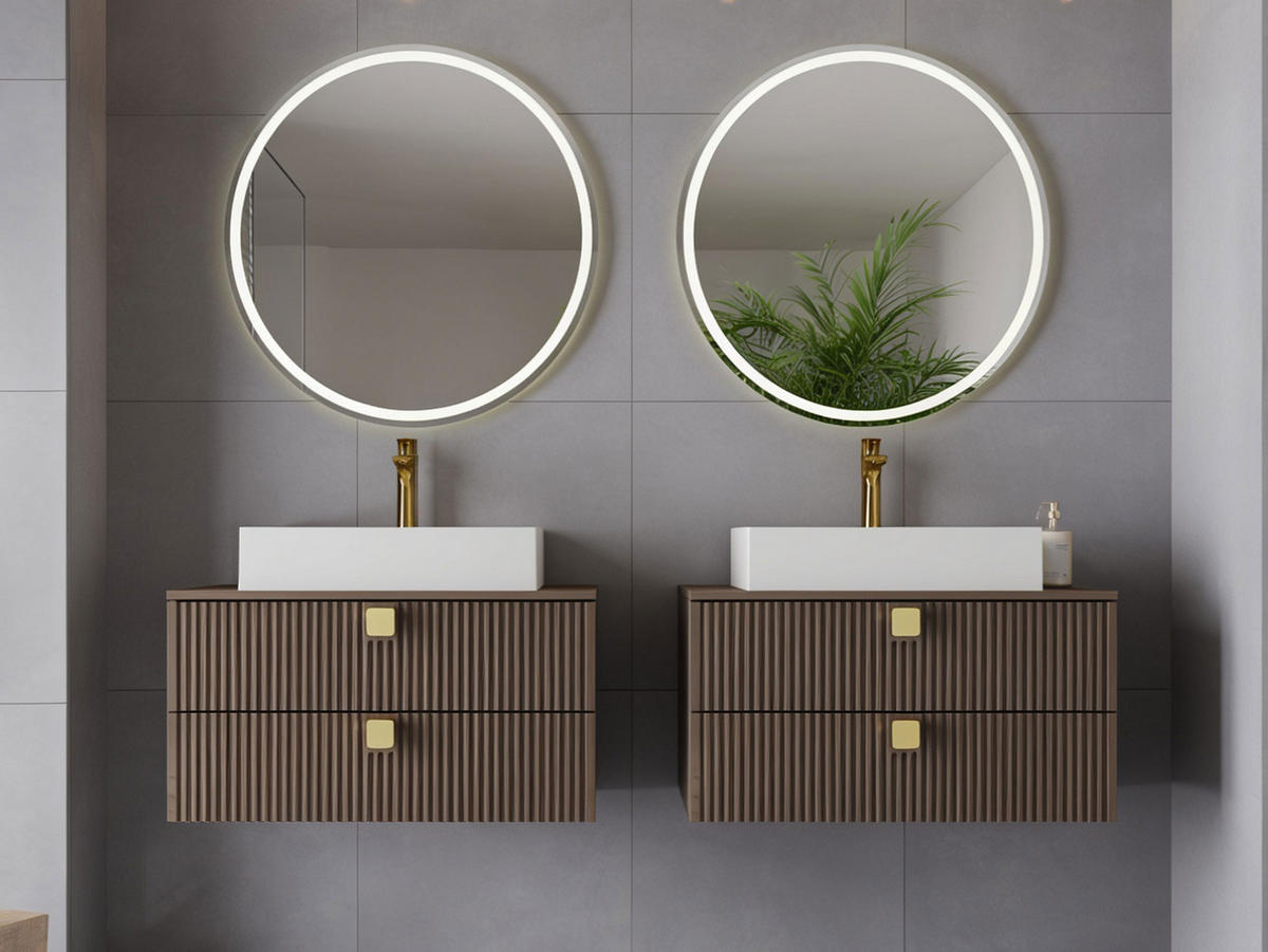 MOBILIER DE BAIE Gariano Bis II - auriu/culoare lemn de nuc, material plastic/compozit lemnos (80/42/46cm) - MIRJAN24