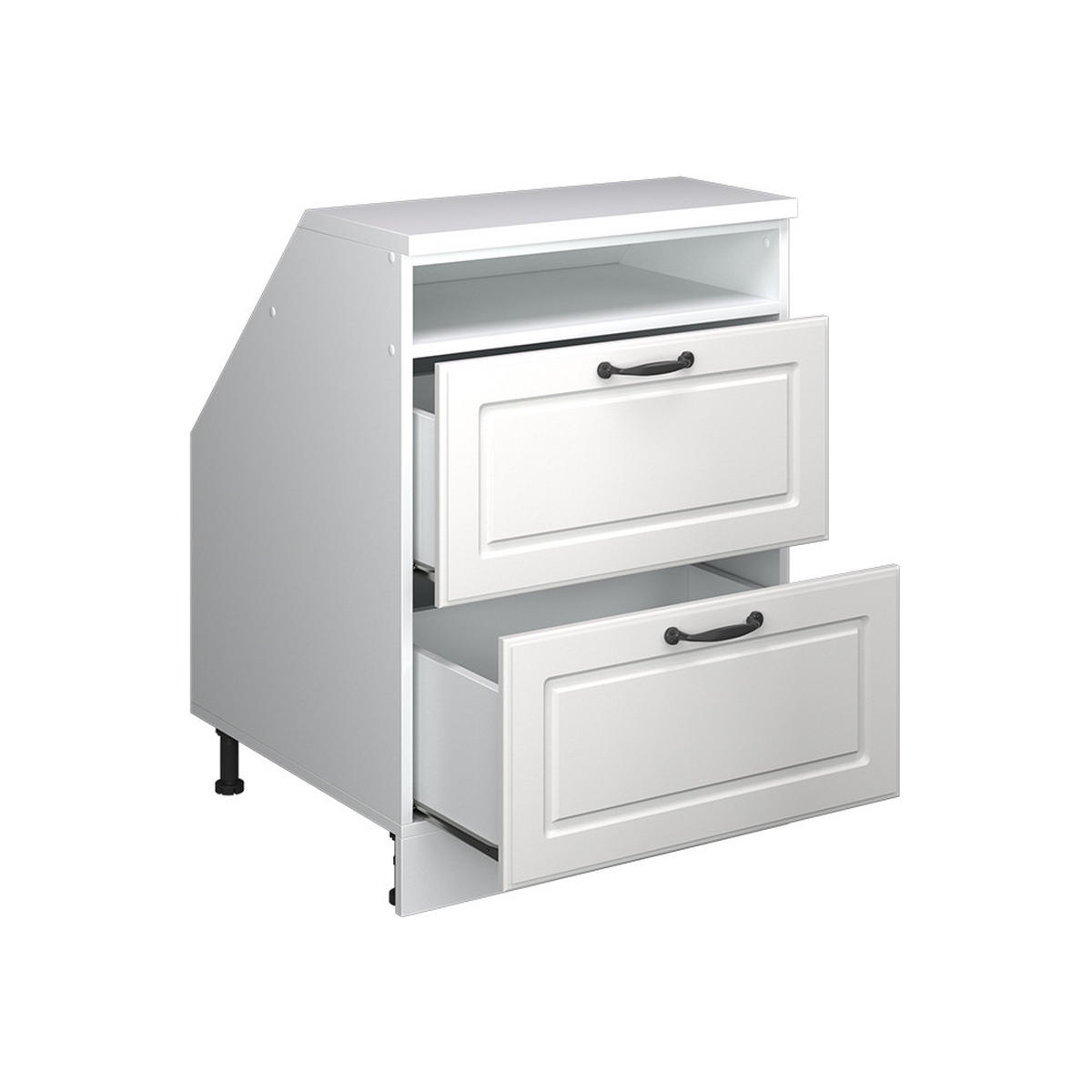 DACHSCHRÄGENSCHRANK Rion Weiß Landhaus 60 x 81.6 cm mit 2 Schubladen, Schrankkorpus 60 cm Tiefe - Weiß, Holzwerkstoff (60/83.8/60cm) - Vicco