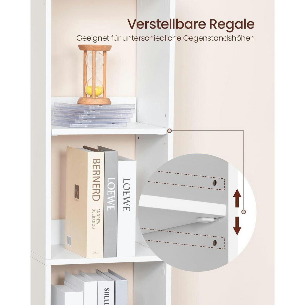 BÜCHERREGAL Würfelregal Weiß 24 x 30 x 124 cm - Weiß, Holzwerkstoff (30/124/24cm)