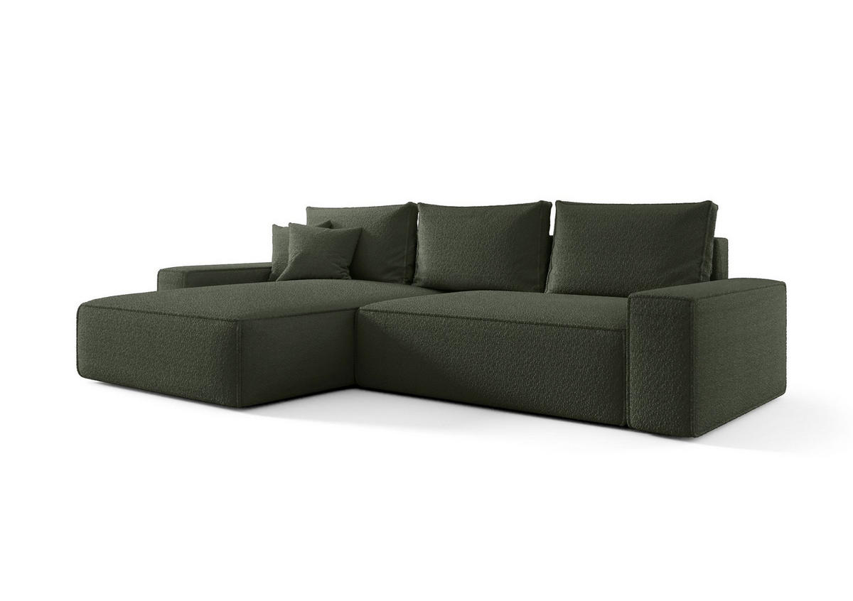 ECKSOFA MONA mit Schlaffunktion QUELLE 37 Links - Dunkelgrün, Textil (175/280cm) - Bedante