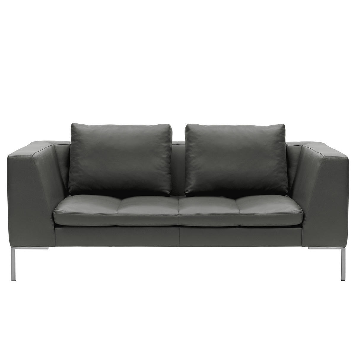 2-SITZER - Chromfarben/Grau, Leder/Metall (174/81/105cm) - home24